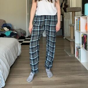 Blue plaid pajama pants